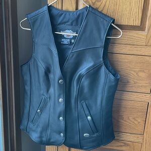 Harley-Davidson Women's Black Leather Vest MEDIUM